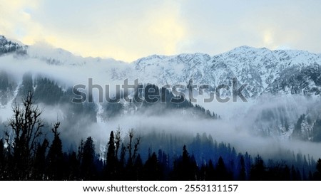 Similar – Image, Stock Photo Mountains covered with fog near lake in Thailand
