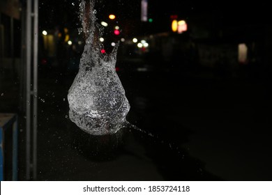 Brebes,Java Center, Indonesia - 13 November 2020 : Water Ballon Splashing Pop