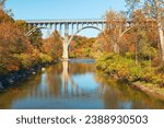 Brecksville-Northfield High Level Bridge in Cuyahoga Valley National Park in autumn. Ohio. USA