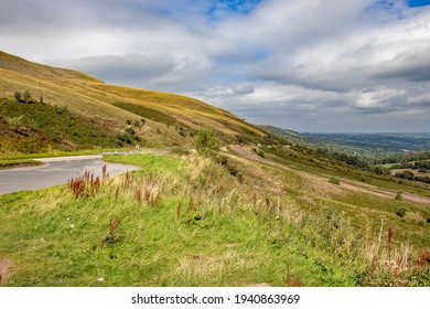 Brecon Beacons Autumn Landscape And Road.