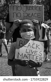 BREDA - 13 JUNE: Black Lives Matter protest on 13 June, 2020 in Breda, The Netherlands. Protest against racism and police violence against black people.