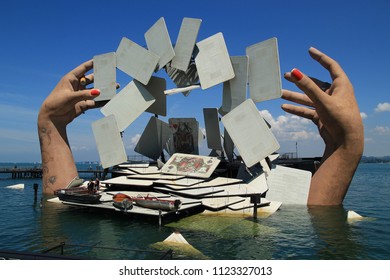 Bregenz Austria-June 16 2018:Open-air Theather Stage At The Constance Lake