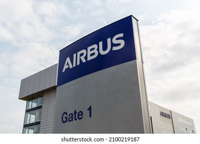 Bremen, Germany - April 19, 2021: Airbus Logo At The Branch Office At Bremen Airport In Germany.