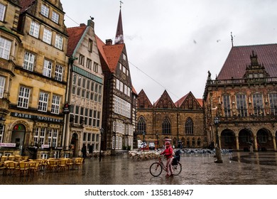 Bremen Market Square (Marktplatz)  in The Center of The Hanseatic City of Bremen, Germany. March 2019