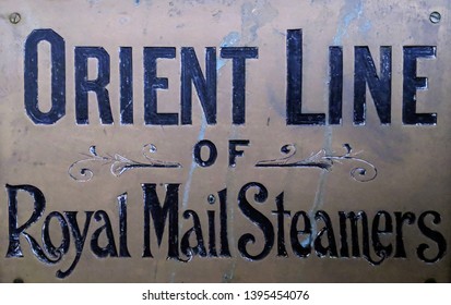 Bremer Bay, Western Australia, 11/3/2019.
Brass Plate, Advertising An Agency Of The Original Orient Line, Later P&O Shipping Line.
Vintage Brass Name Plate For The Orient Line, Royal Mail Steamers.