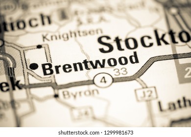 Brentwood. California. USA On A Map