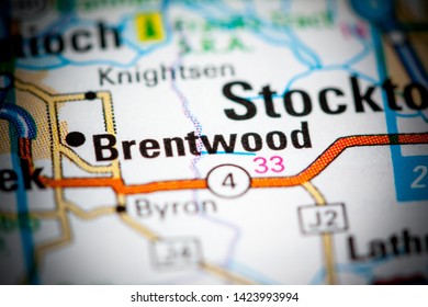 Brentwood. California. USA On A Map