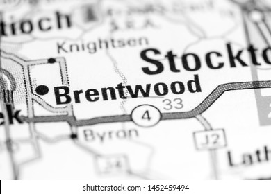 Brentwood. California. USA On A Map