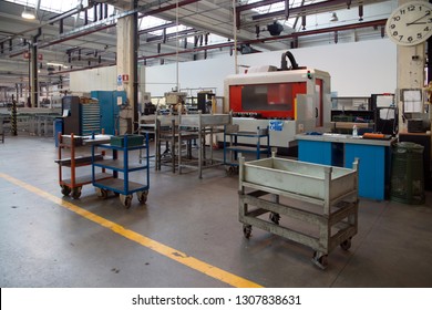 BRESCIA, ITALY - December 12, 2018 - Italian company specialized in construction of high precision molds for polymers molding (driver moulds, multi-cavity) - Machine tools CNC.