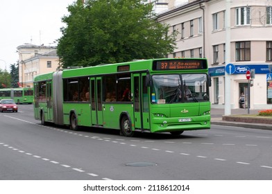 Brest, Belarus - July 18, 2014: Low Floor City Bus MAZ-105.465 At Lenin Street