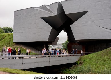 Brest, Belarus - July 3, 2021. Main Entrance Star Of The Memorial Complex Brest Hero Fortress