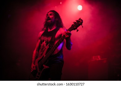 Brett Bamberger bassist from revocation, live at manchester academy uk, 18th october 2019 