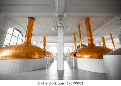 A Brewery Building Interior, Container Cooking Pots