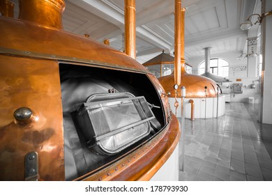 A Brewery Building Interior, Container Cooking Pots