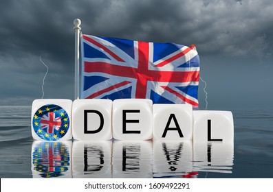 Brexit Concept Image Of UK Flag Sinking As The Trade Deal With The EU Runs Into Difficulties In 2020