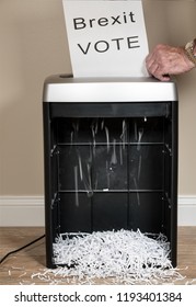 Brexit Paper Vote Being Shredded As A Wasted Vote In An Office Shredder