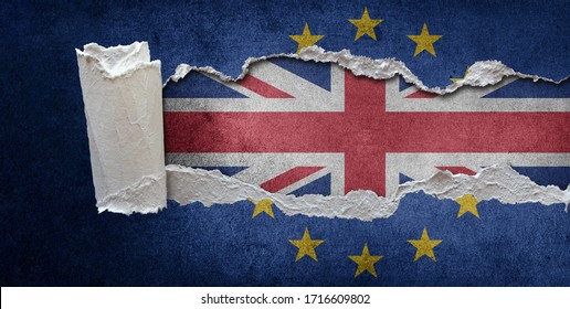 Brexit. Tear Rip Pull Or Strip Back EU Flag Wallpaper To Reveal UK Union Jack