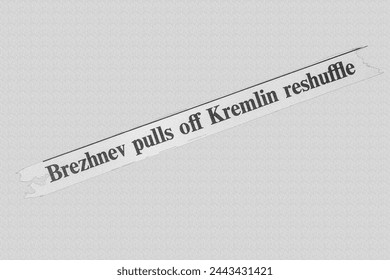 Brezhnev pulls off Kremlin reshuffle - news story from 1973 UK newspaper headline article title pencil sketch