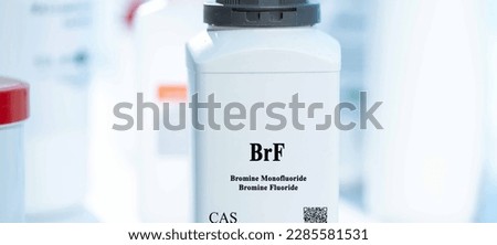 BrF bromine monofluoride bromine fluoride CAS  chemical substance in white plastic laboratory packaging