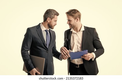 Bribe is not gift. Businessman pay bribe to official. Corrupted politicians. Bribery and corruption - Shutterstock ID 2135372183