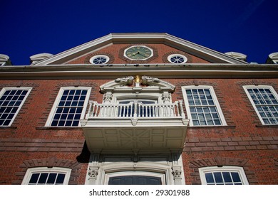 brick building with clock
