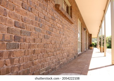 Brick Building Under Veranda In Australia. 