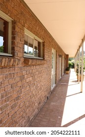 Brick Building Under Veranda In Australia. 