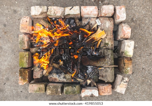 Brick Fire Pit Stock Photo Edit Now 419855053