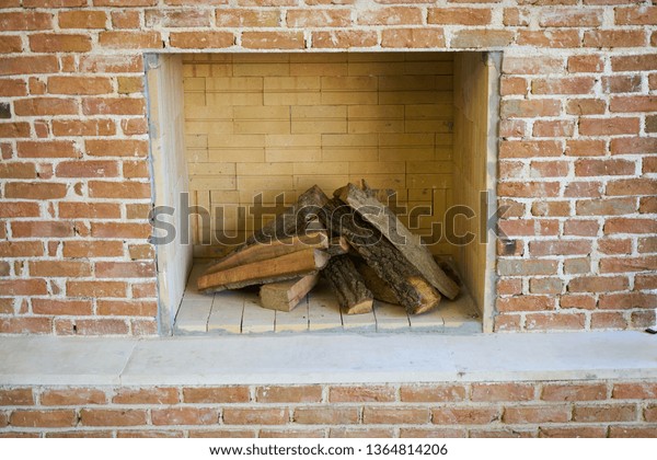 Brick Fireplace Background Stock Photo Edit Now 1364814206