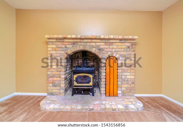 Brick Fireplace Insert Burner Furnace Stock Photo Edit Now