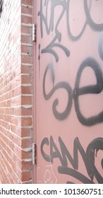 Brick graffiti wall