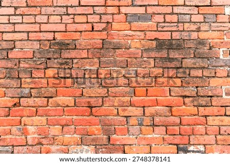 Brick on wall background. Brick in redbrick texture. Brick on masonry surface. Brick rustic backdrop.