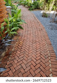 Brick path in the garden.