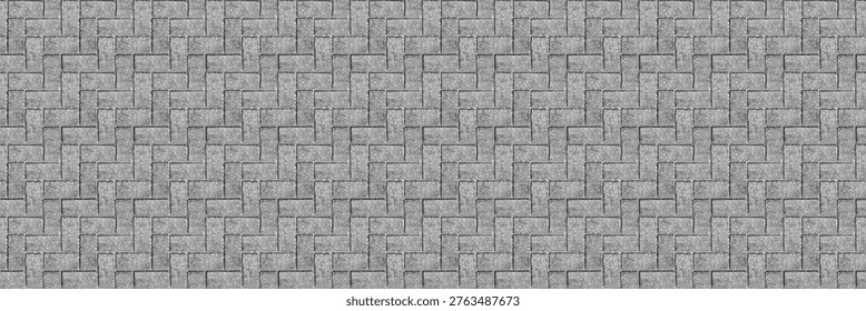 Brick paving stone pattern. Seamless sidewalk texture. Grey patio driveway blocks.