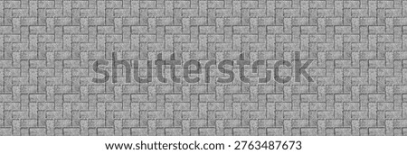 Brick paving stone pattern. Seamless sidewalk texture. Grey patio driveway blocks.