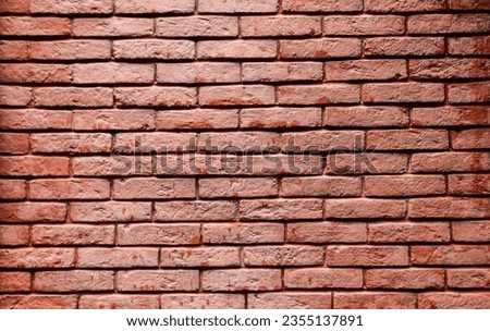 Brick red wall background with shabby structure, antique brick background