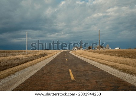 Brick road section of old Route 66 in Auburn, Illinois