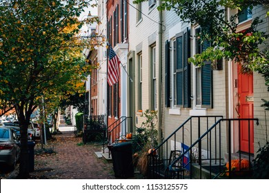 Brick row houses in Old Town, Alexandria, Virginia