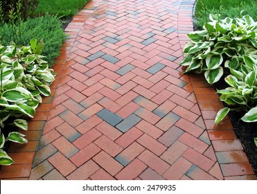 Brick Sidewalk - Geometric Pattern