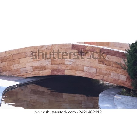 Brick stone bridge over water isolated on white background , clipping path