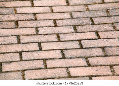 Brick Stone Pavement . Selective Focus