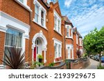 Brick terraced houses in Clapham. London, England