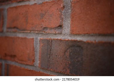 Brick Wall Background With Gray Grout Lines