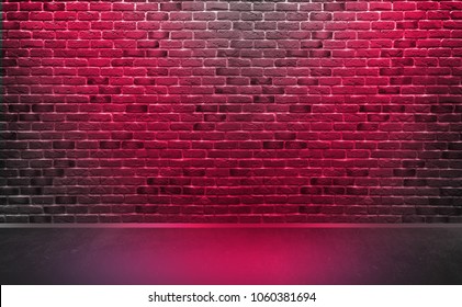 Brick Wall, Background, Neon Light