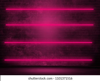 Brick Wall, Background, Neon Light