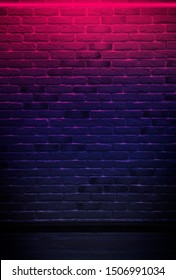 Brick Wall, Background, Neon Light