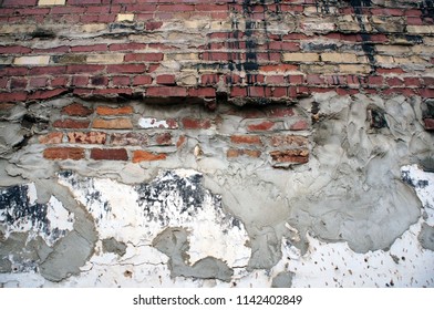 Brick Wall With Broken Lead Flashing.