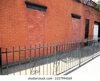 Brick Wall Building Rod Iron Fence Manhattan New York City