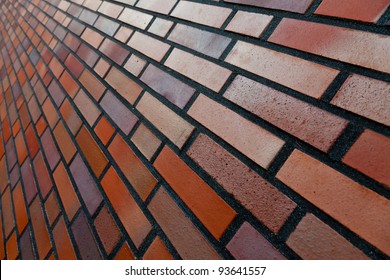 Brick Wall In Close Up And In Perspective