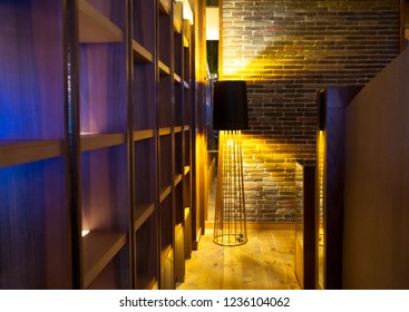 a brick wall in designed interior